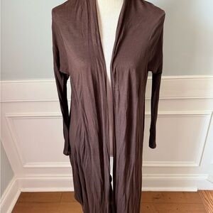Brown Open Front Cardigan